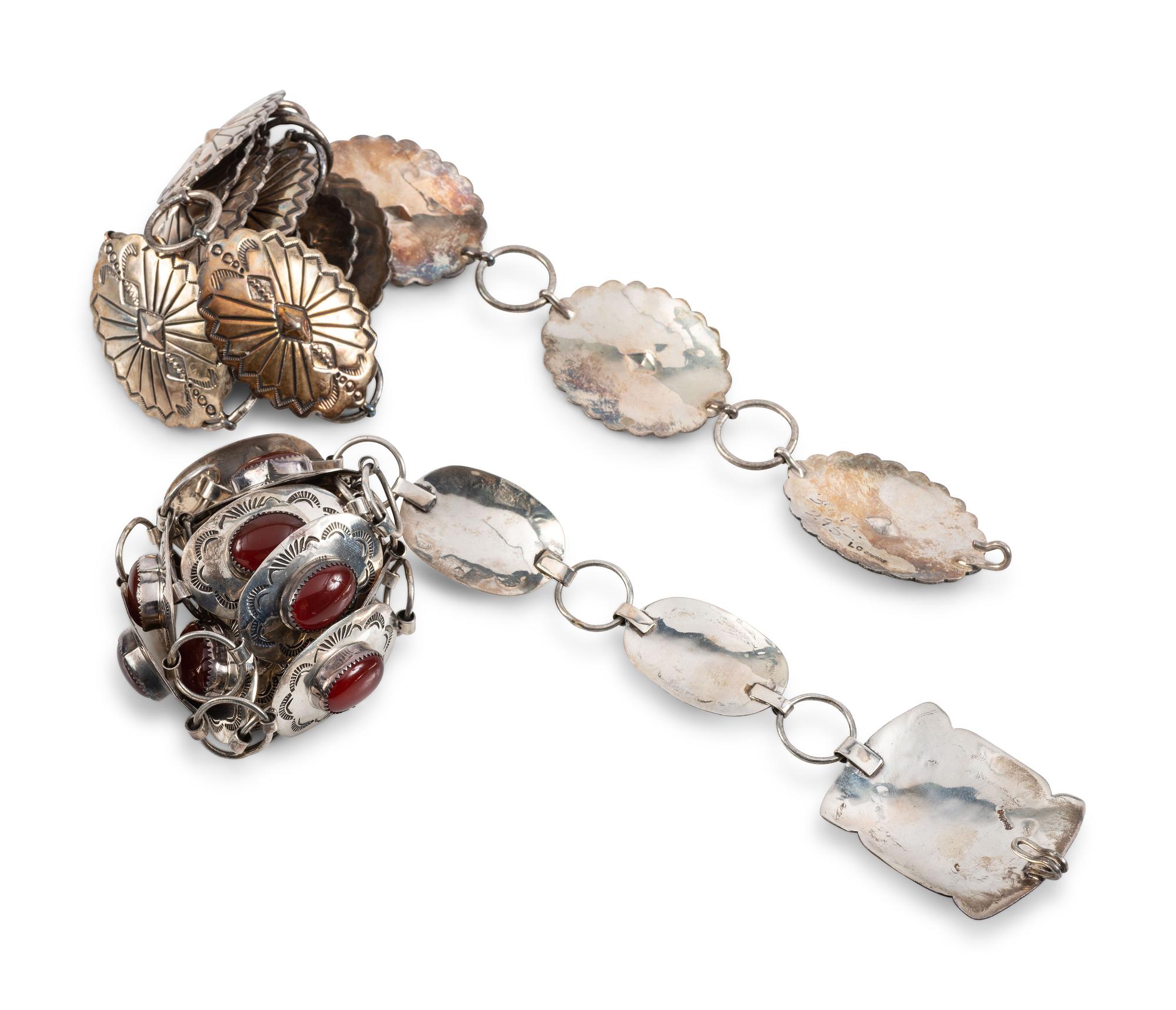 Pair of Navajo Sterling Silver Link Concha Belts