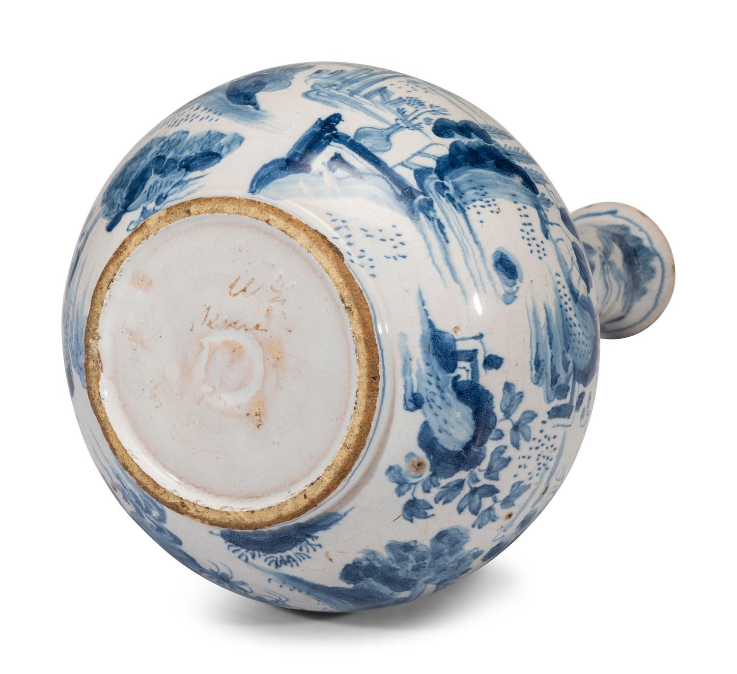 A Dutch Delft Blue and White Glazed Vase