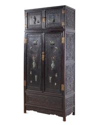 A Chinese Jade and Hardstone Inset Hardwood Compound Cabinet, Dingxianggui