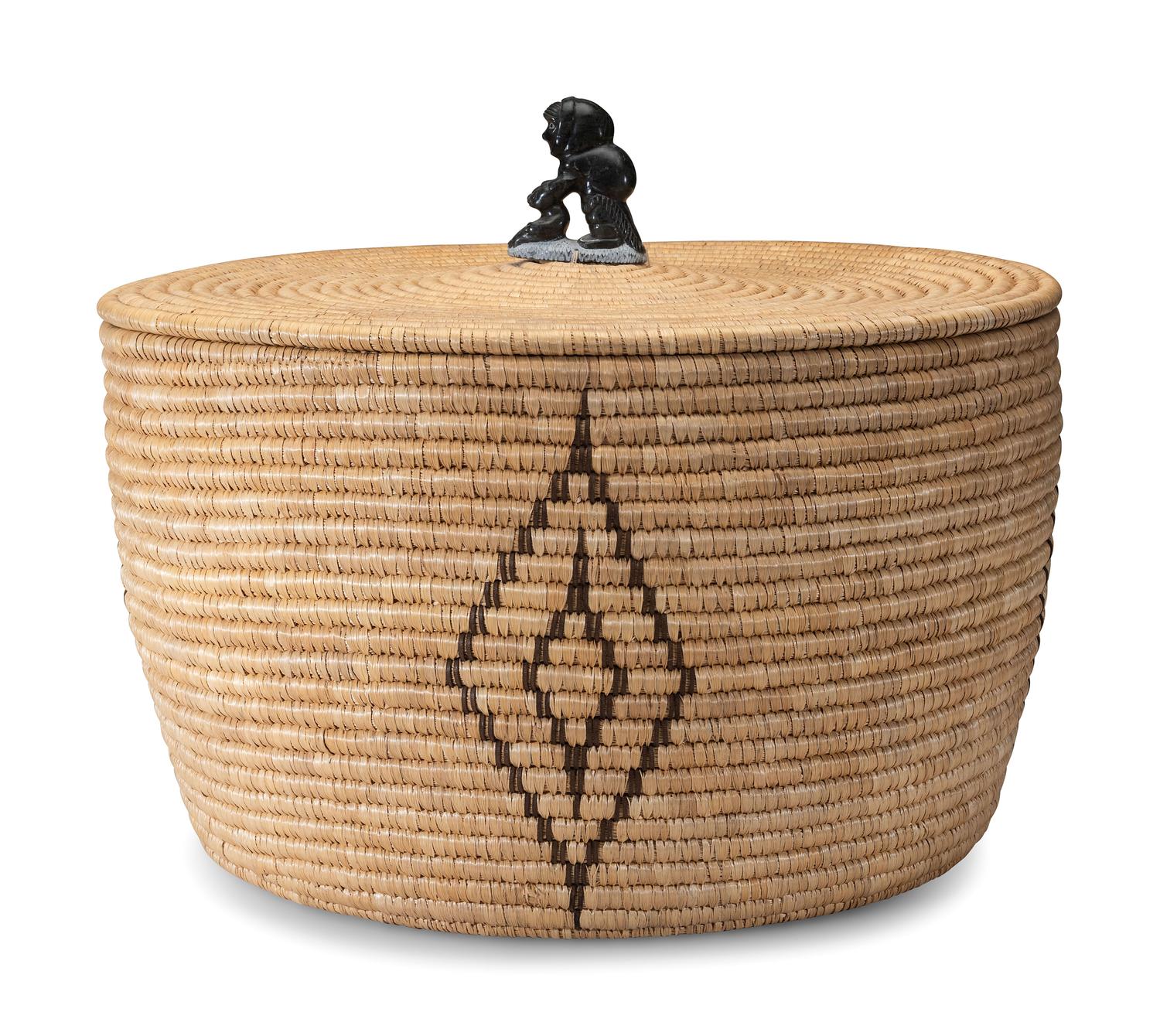 Lidded Storage Basket with Soapstone Finial