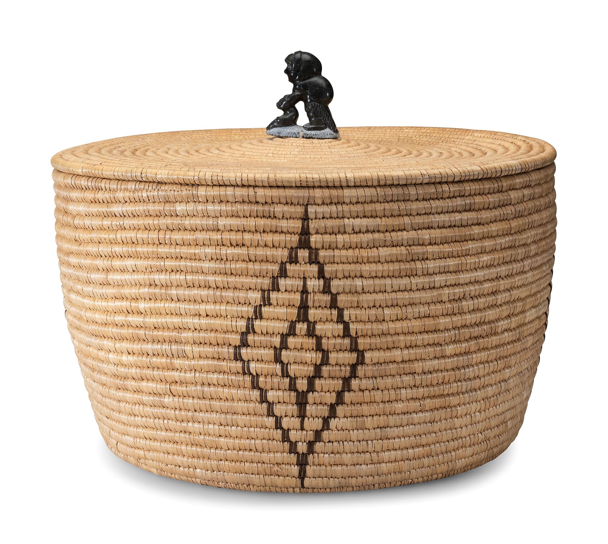 Lidded Storage Basket with Soapstone Finial