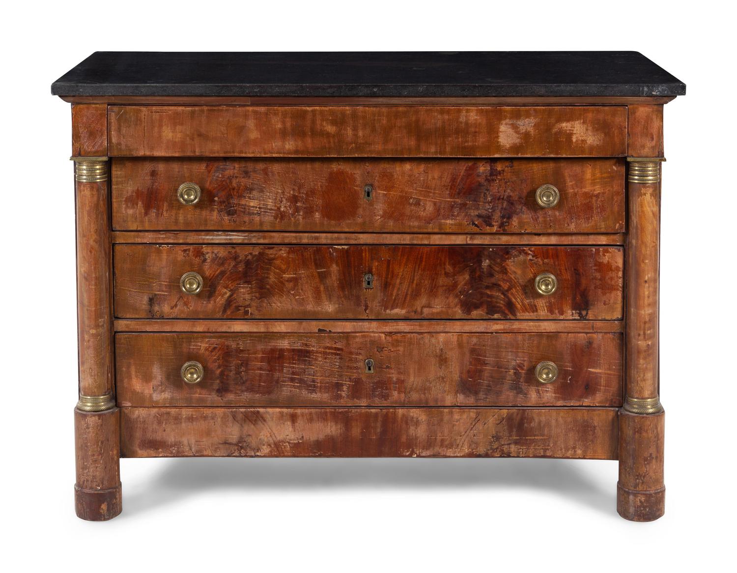 An Empire Style Mahogany Marble-Top Commode
