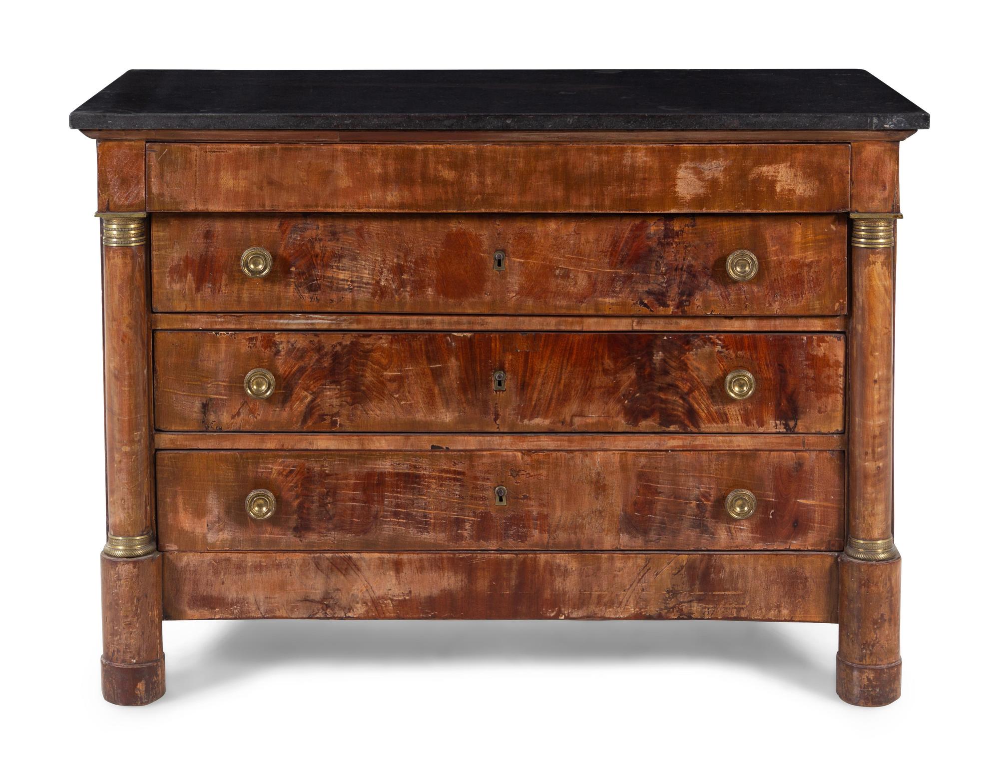 An Empire Style Mahogany Marble-Top Commode