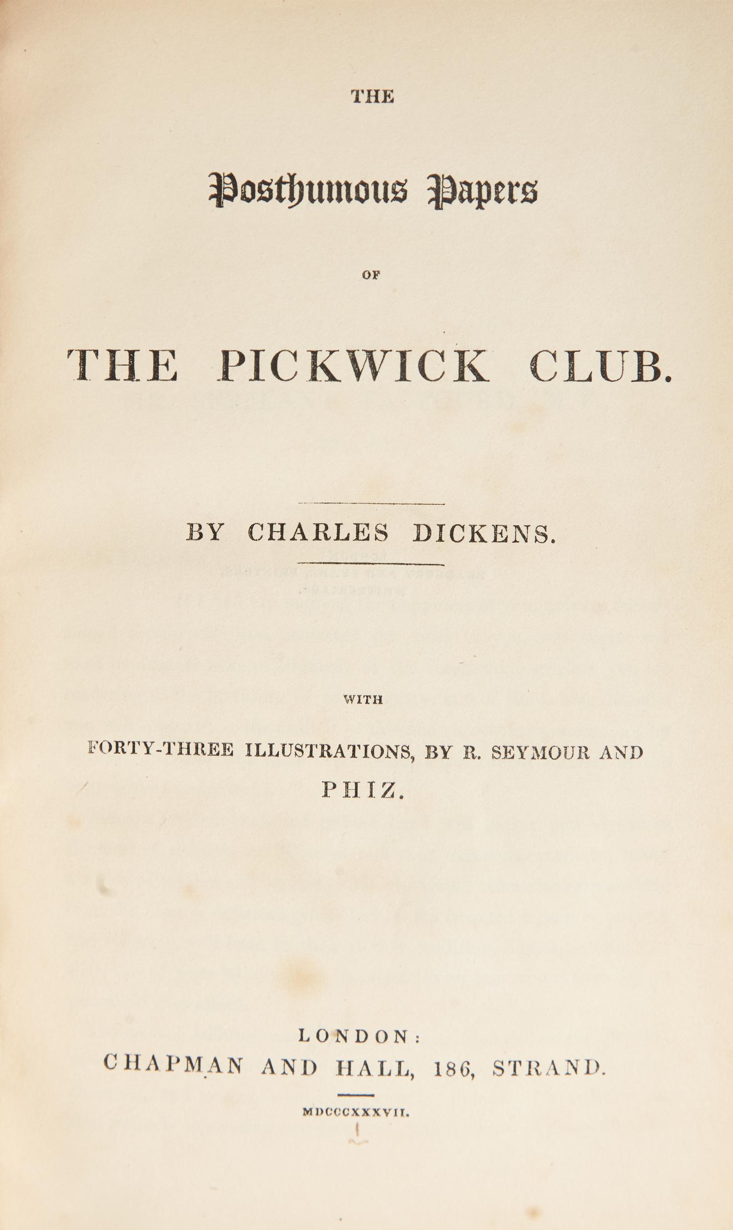 [Literature] Dickens, Charles. The Posthumous Papers of the Pickwick Club