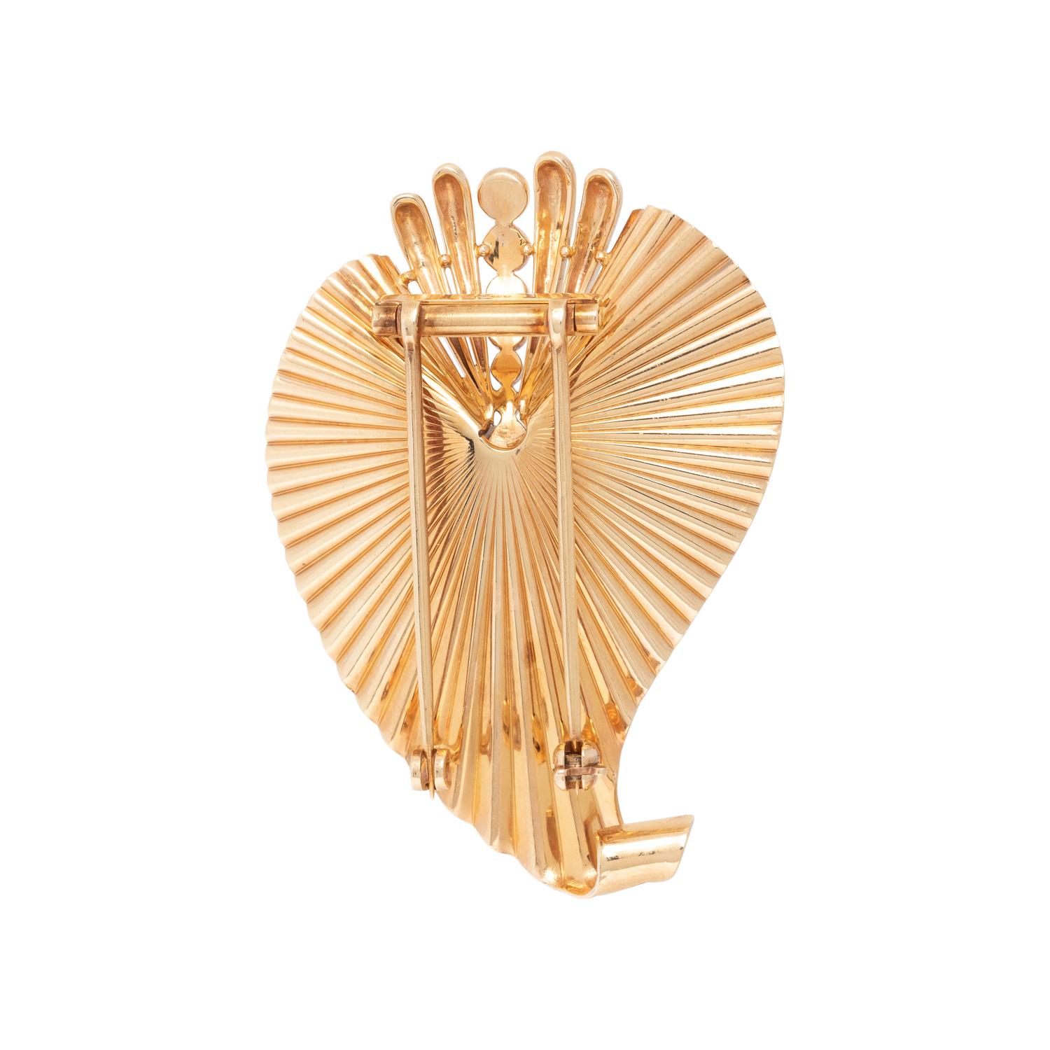 RETRO, YELLOW GOLD BROOCH