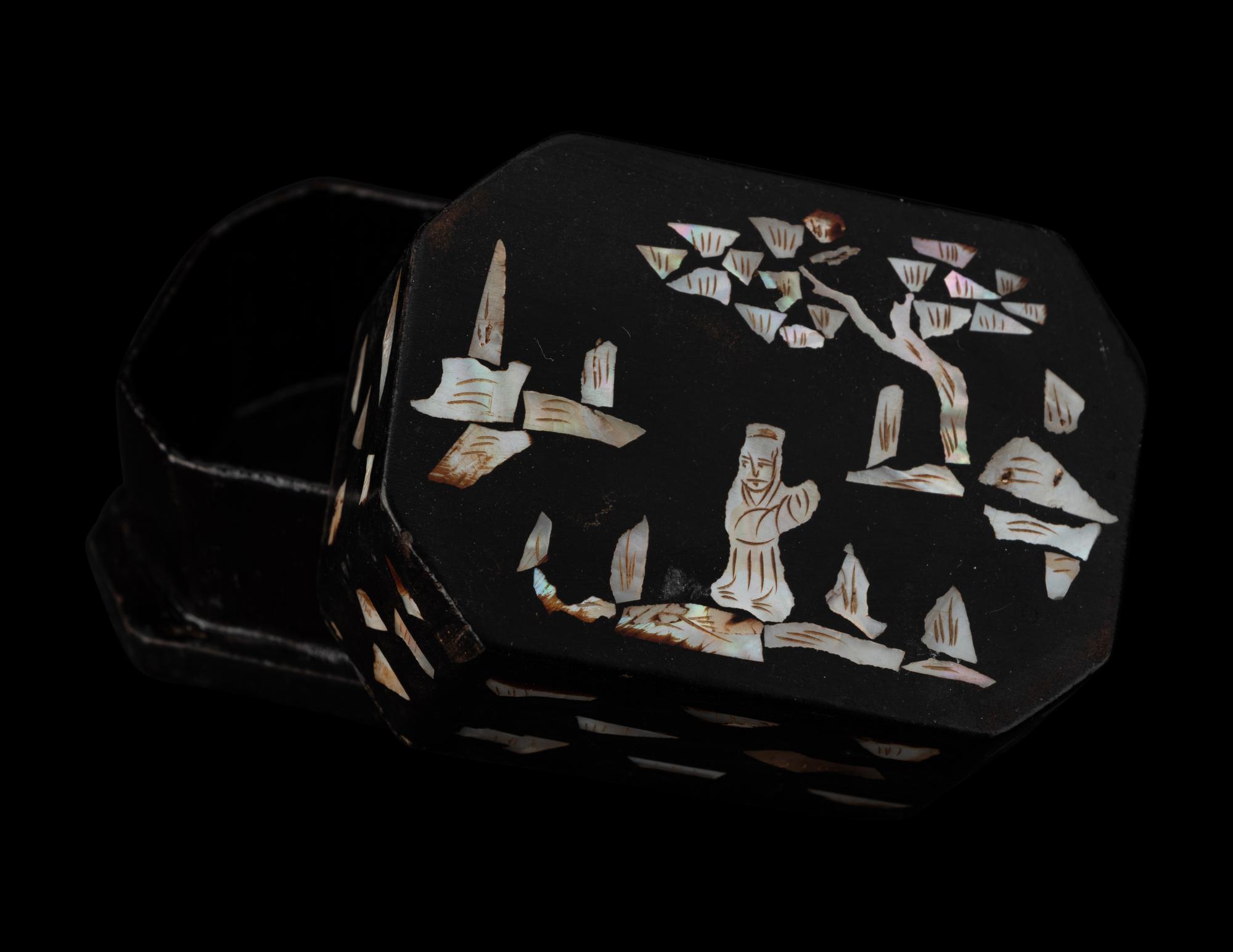 17 Chinese Mother-of-Pearl Inlaid Hardwood Boxes and Covers