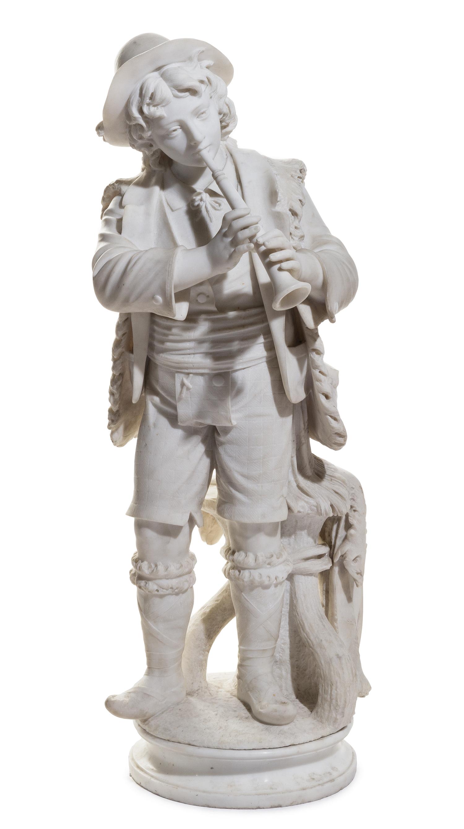 An Italian Marble Figure Height 40 1/2 inches. — 19TH CENTURY