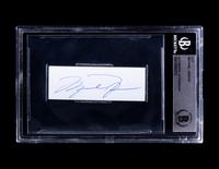A Michael Jordan Signed Autograph Cut (Beckett Authentication Services Encapsulated)