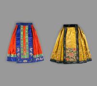 Two Chinese Embroidered Silk Skirts