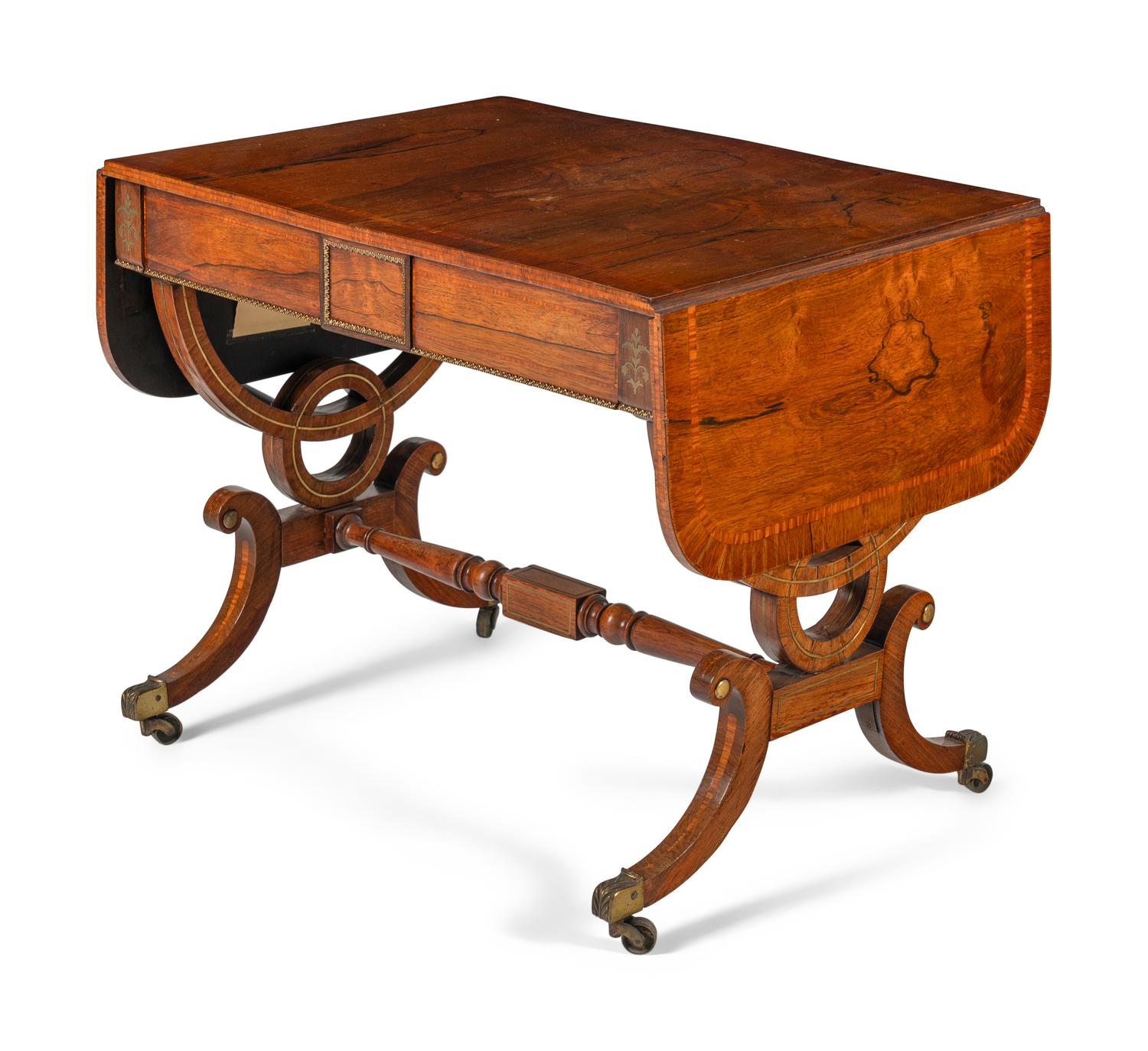 A Regency Brass Inlaid Rosewood Sofa Table