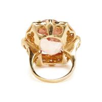 YELLOW GOLD, MORGANITE AND DIAMOND RING