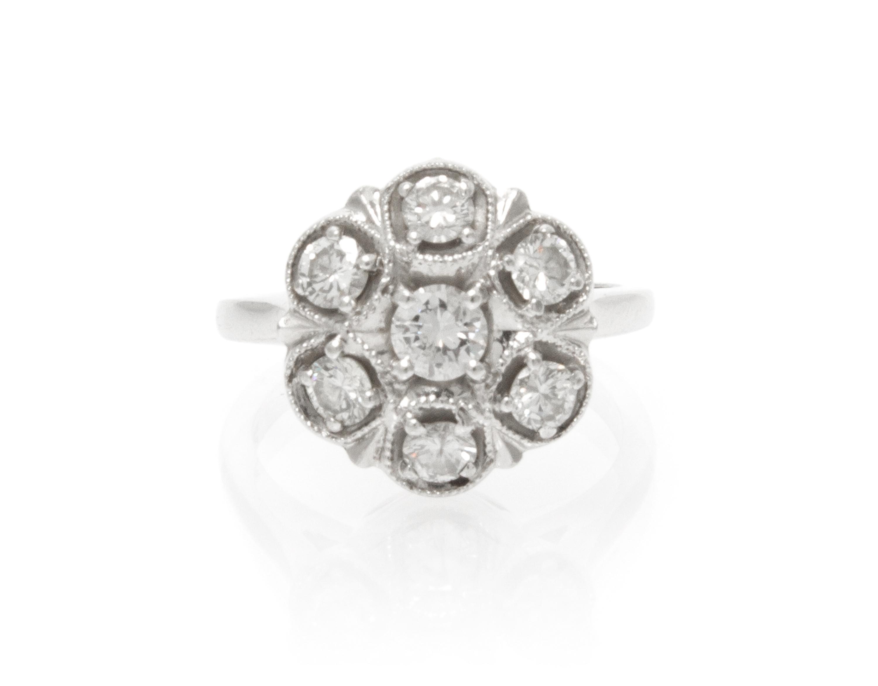 A 14 Karat White Gold and Diamond Ring, 3.70 dwts.