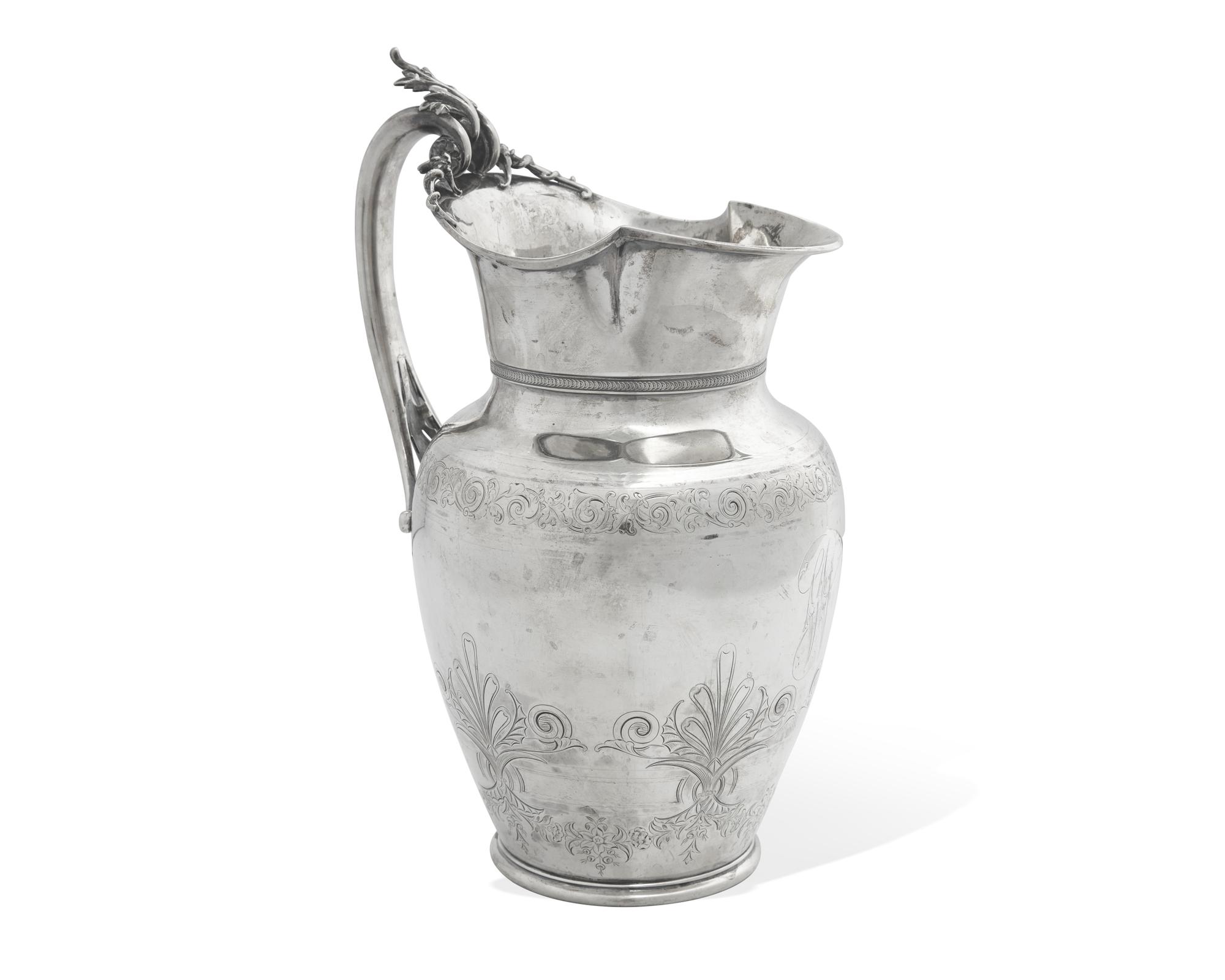 A Neo-Grec Sterling Silver Water Pitcher, Gorham Mfg. Co., Providence, RI, Retailed by J.E. Caldwell & Co., Philadelphia, PA, Circa 1900