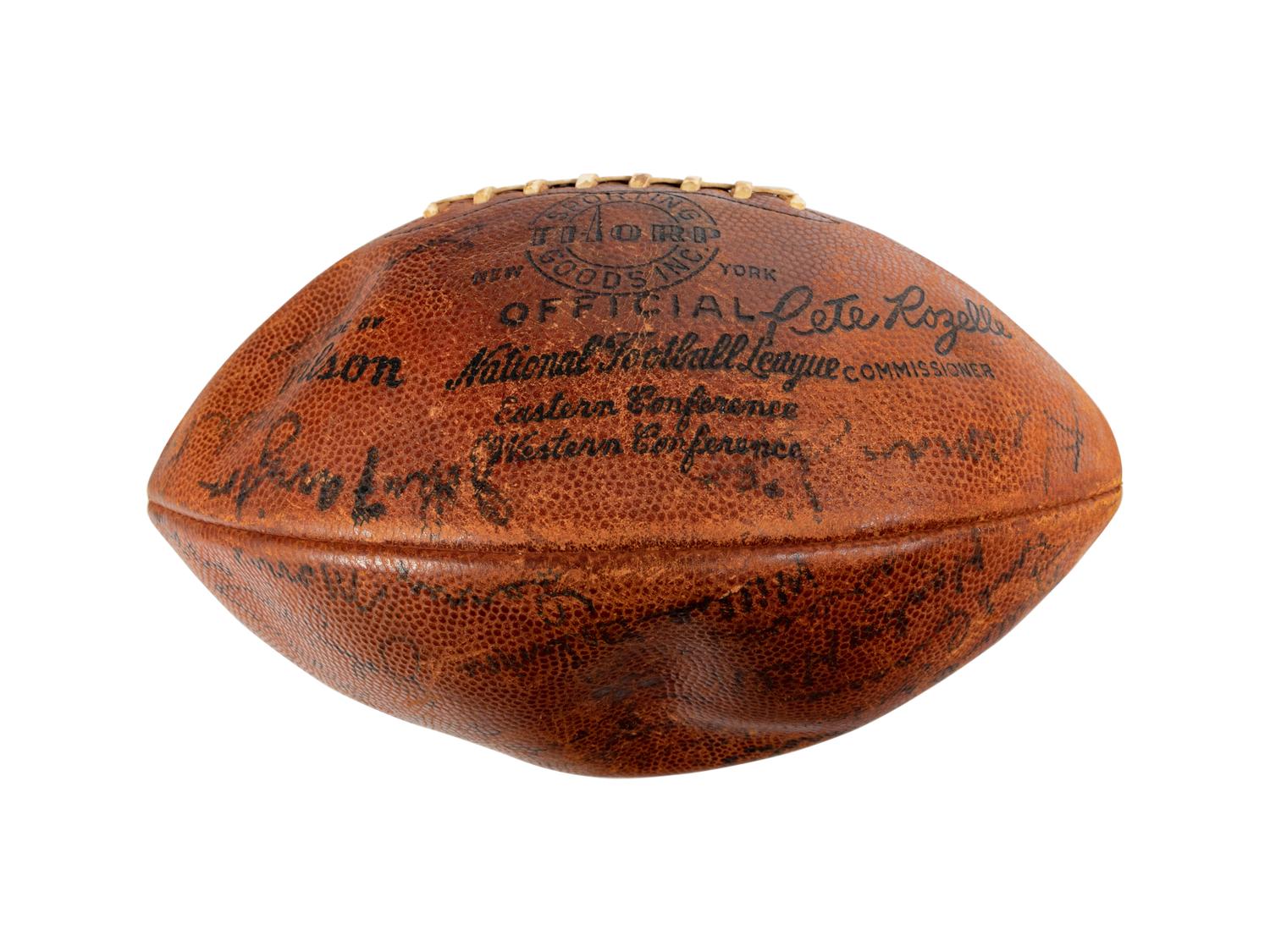 A 1961 Chicago Bears vs. Baltimore Colts Team-Signed Autograph Game Ball Presented to Mike Ditka Formerly Displayed at Mike Ditka's Restaurant