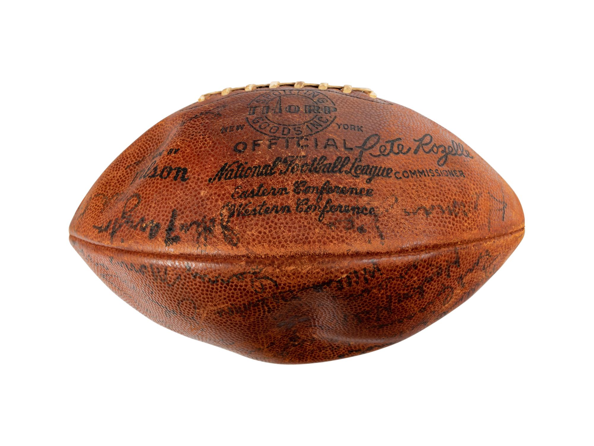 A 1961 Chicago Bears vs. Baltimore Colts Team-Signed Autograph Game Ball Presented to Mike Ditka Formerly Displayed at Mike Ditka's Restaurant