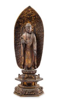 A Japanese Gilt Lacquered Wood Figure of Buddha Height 14 1/8 inches. — 18TH/19TH CENTURY