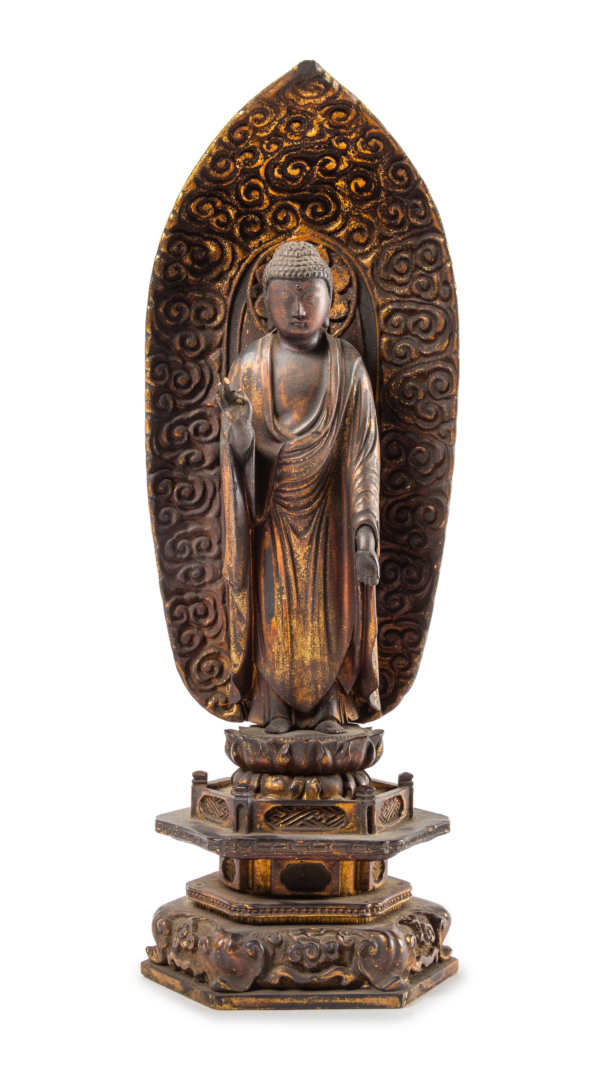 A Japanese Gilt Lacquered Wood Figure of Buddha Height 14 1/8 inches. — 18TH/19TH CENTURY