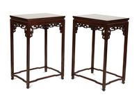 A Pair of Chinese Carved Hardwood Jardinière Stands