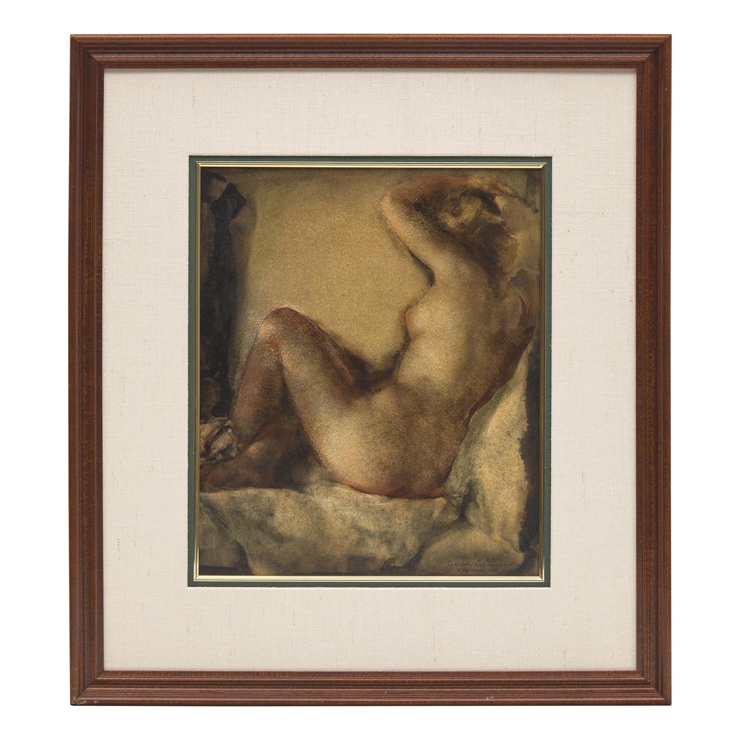 Grigory Gluckmann (Belarusian, 1898-1973) — Nude with Raised Arm, 1942