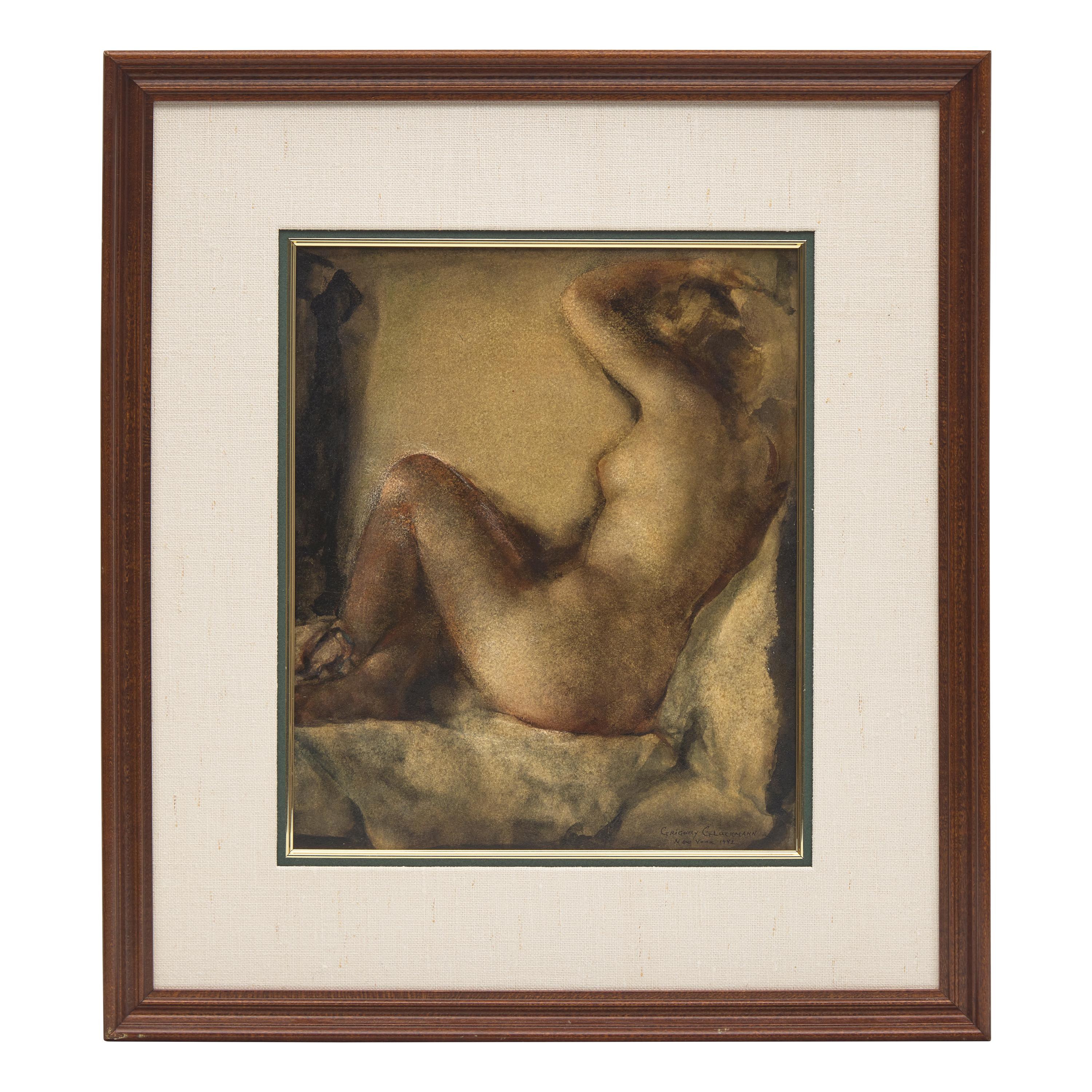 Grigory Gluckmann (Belarusian, 1898-1973) — Nude with Raised Arm, 1942