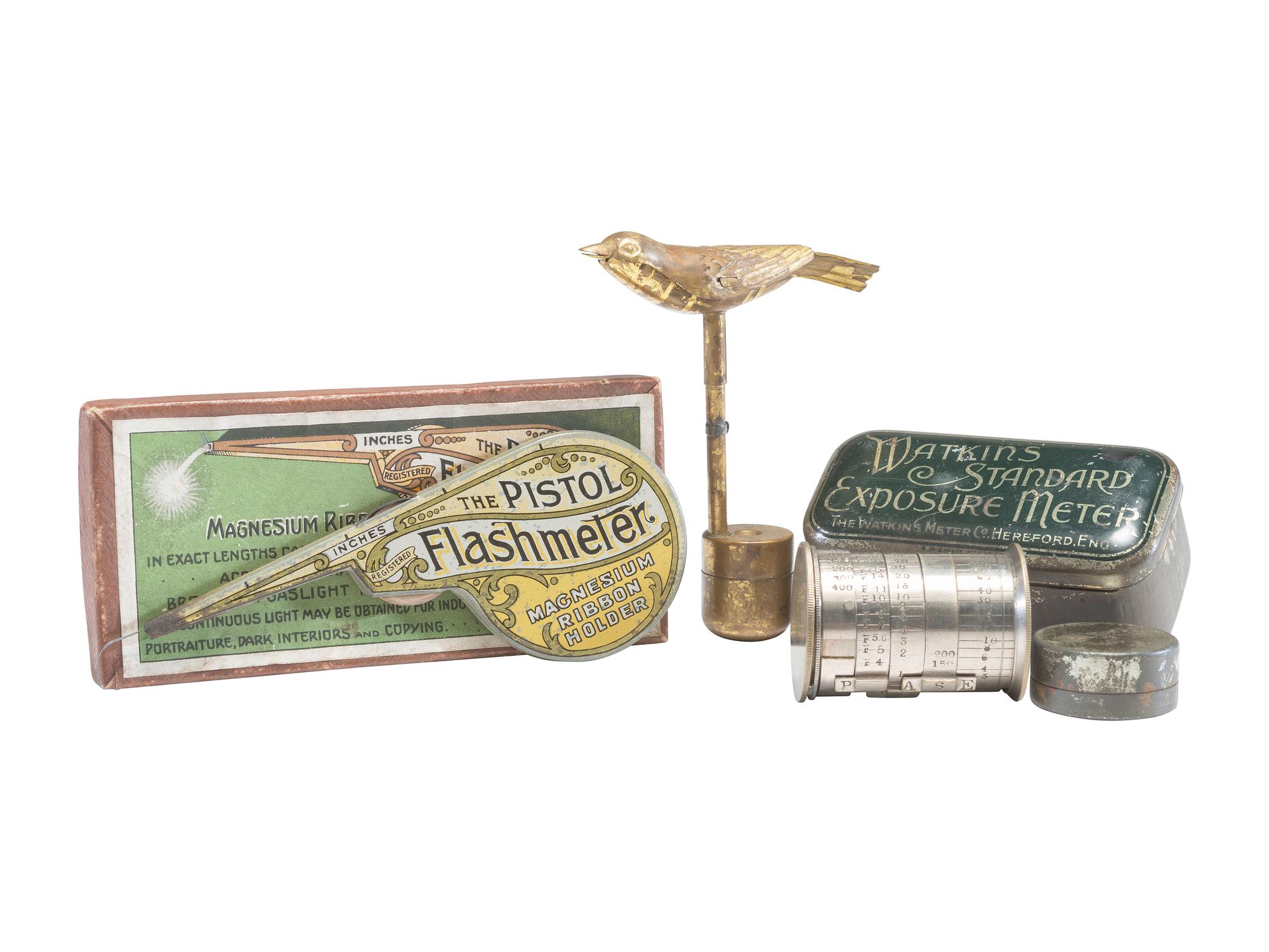 [EARLY PHOTOGRAPHY]. Pistol Flashmeter, Watkin's Standard Exposure Meter, and "Birdie."