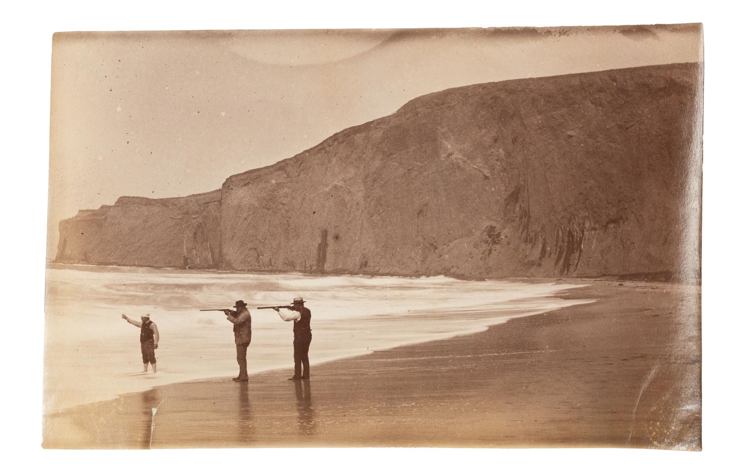 [EARLY PHOTOGRAPHY - WESTERN AMERICANA]. Album compiled by the Plummer family of San Francisco, featuring photographs of the Turk Island Salt Works, occupational scenes, and family events. Ca 1880s-1890s.