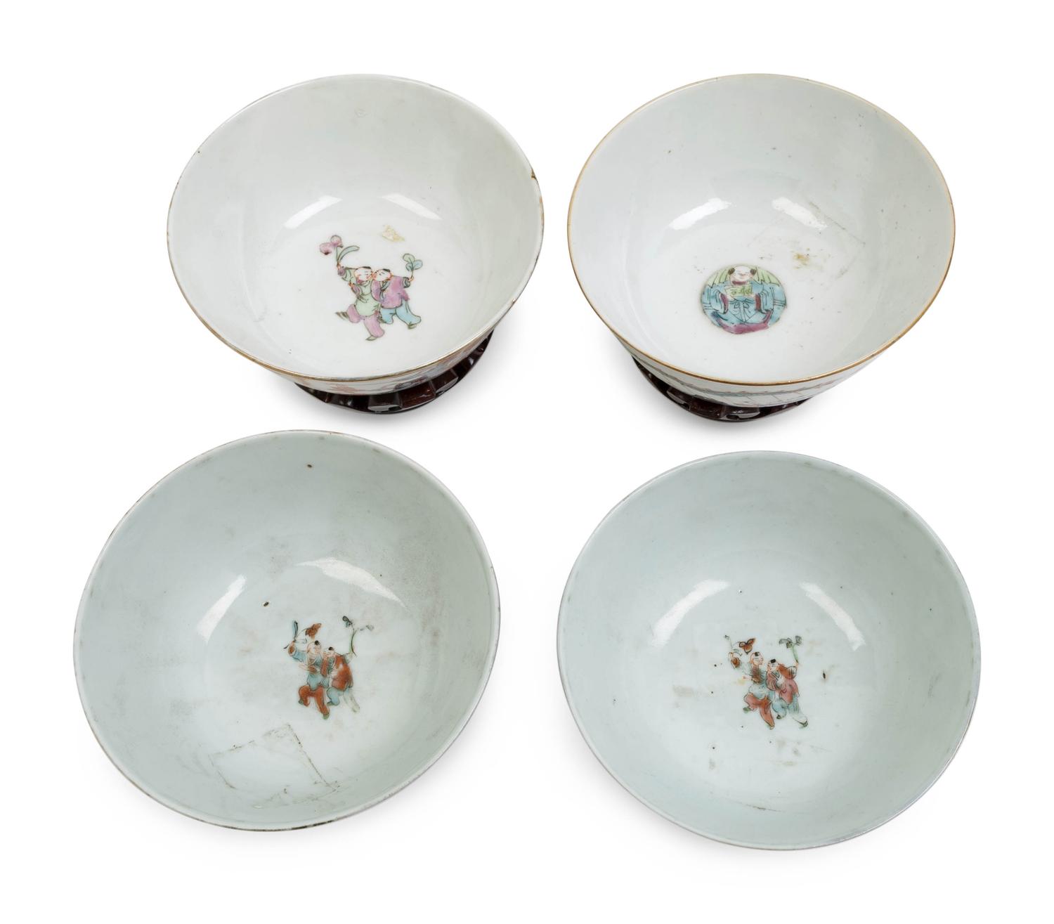 Four Chinese Famille Rose Porcelain Bowls