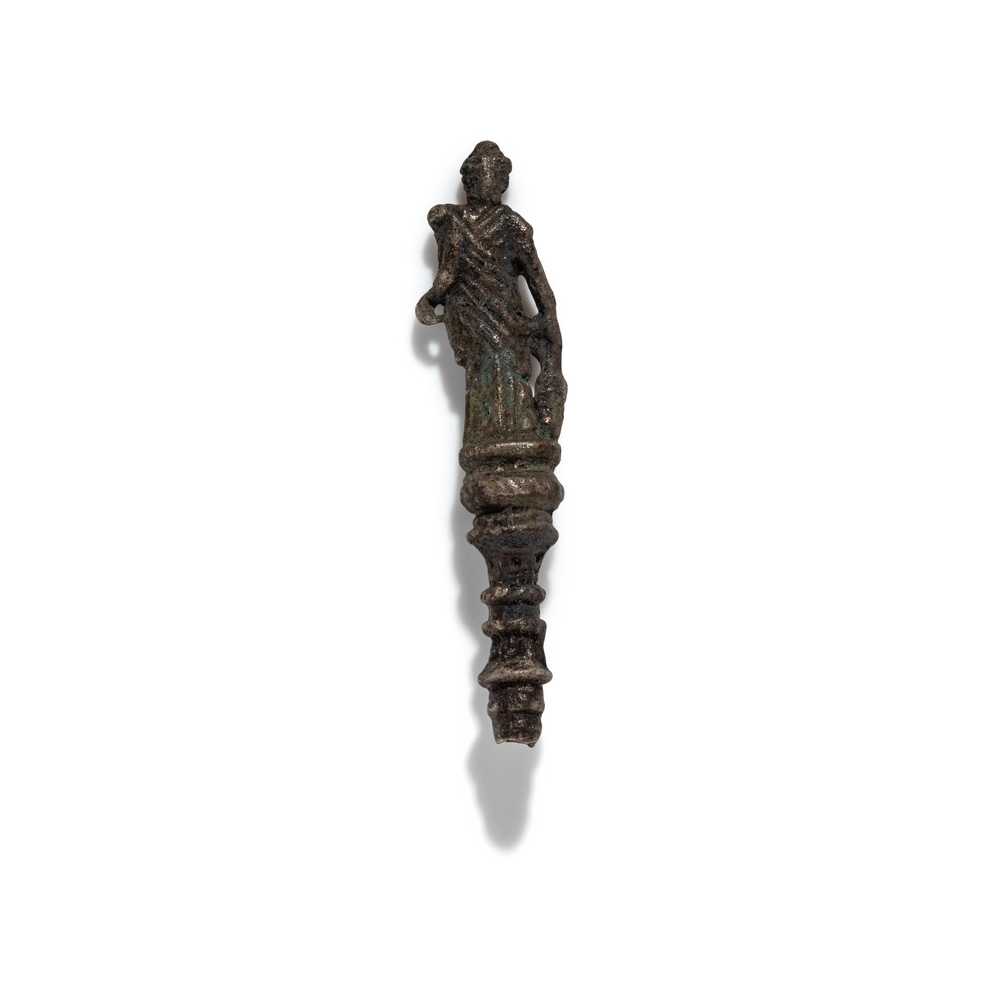A Roman Silver Finial with the Goddess Fortuna
