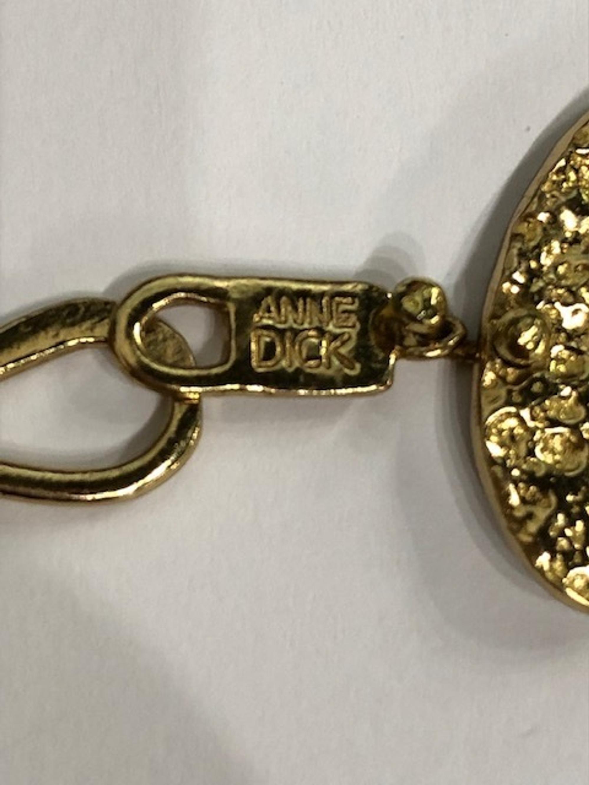 Anne Dick Vintage Brutalist Bronze Necklace, 1960-70s