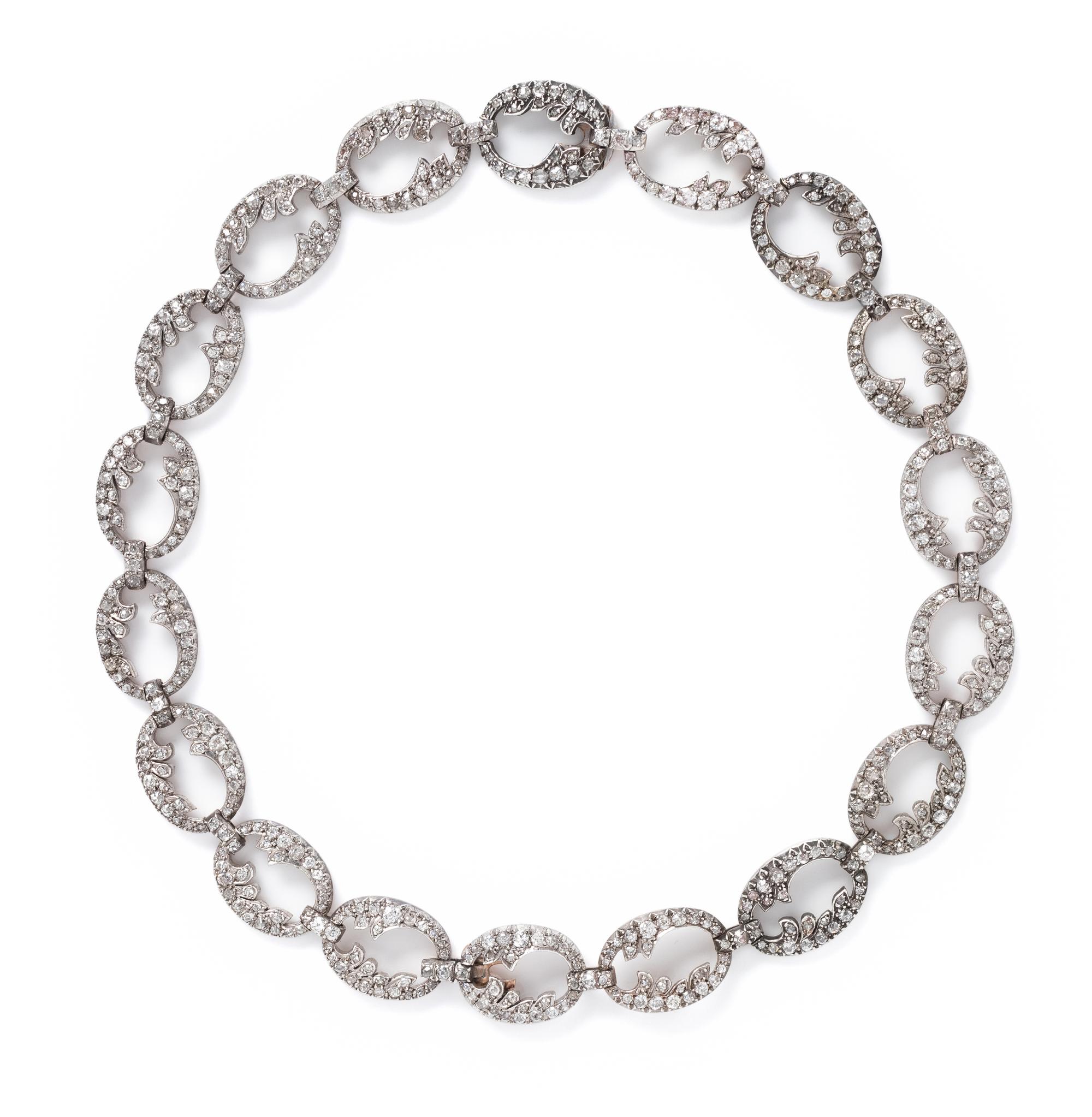 ANTIQUE, CONVERTIBLE DIAMOND NECKLACE/BRACELET SET