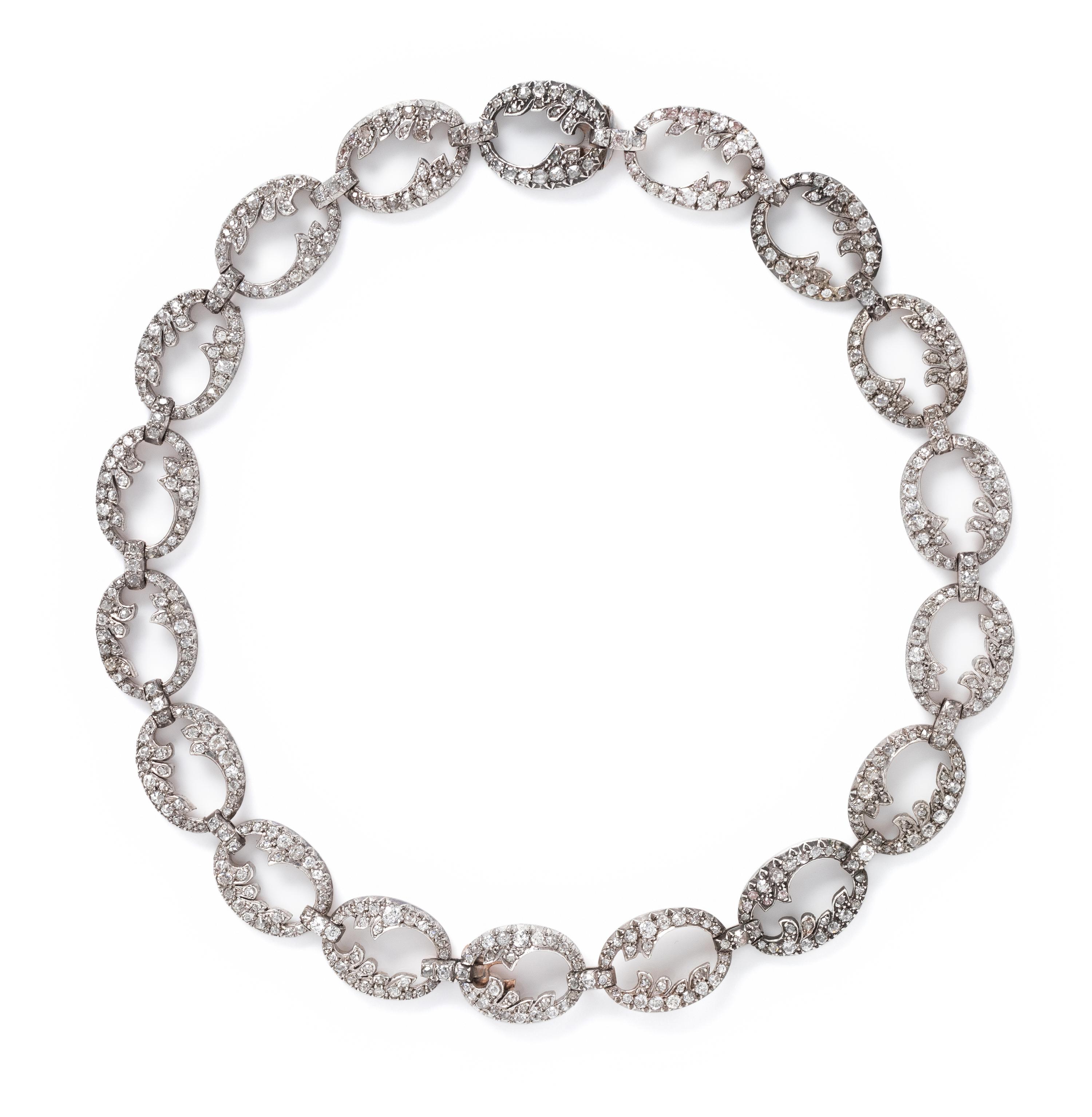 ANTIQUE, CONVERTIBLE DIAMOND NECKLACE/BRACELET SET