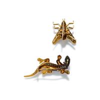 ANTIQUE, MULTIGEM AND YELLOW GOLD SALAMANDER AND BEE BROOCHES