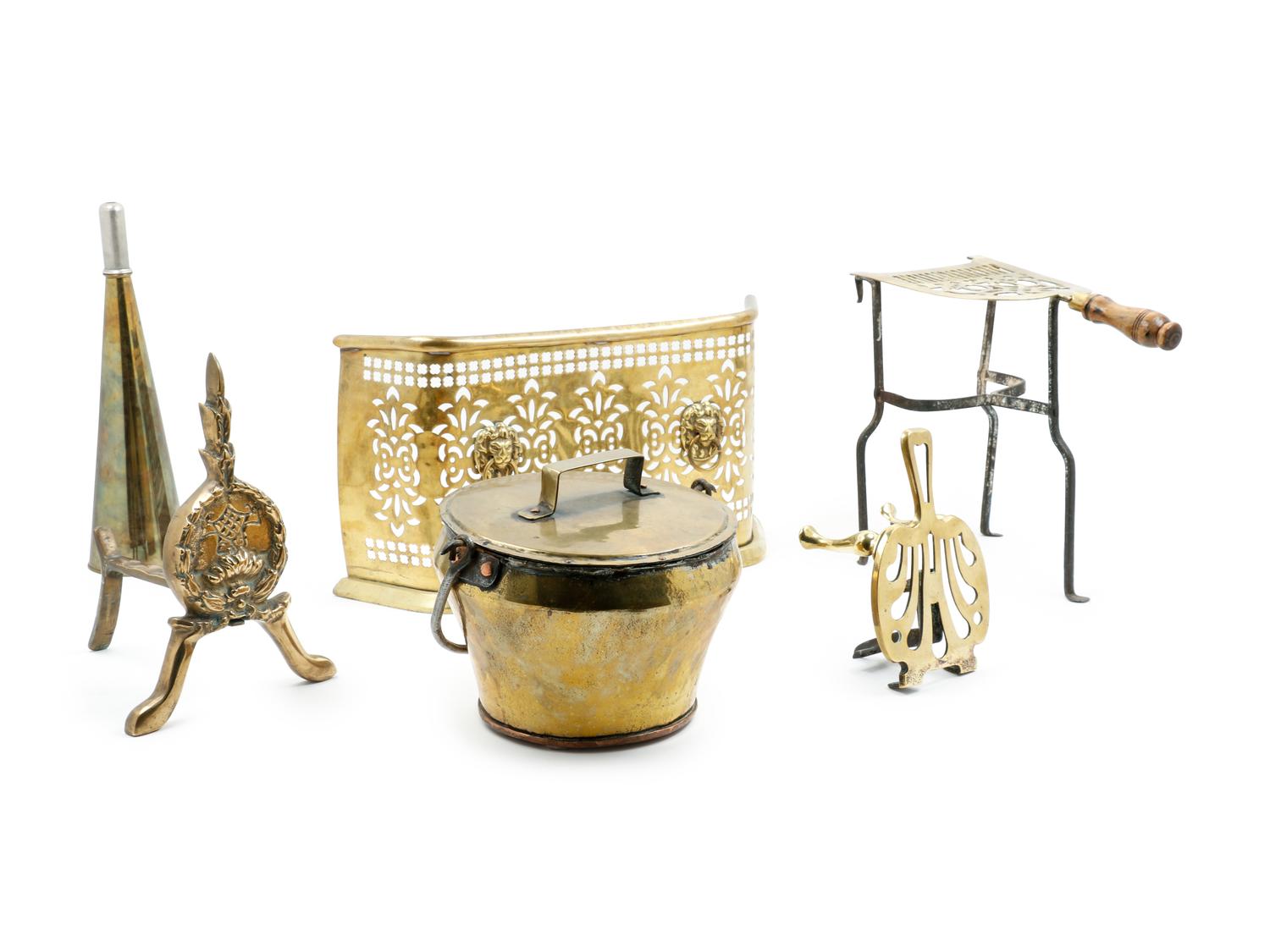 A Group of Brass Fireplace Articles