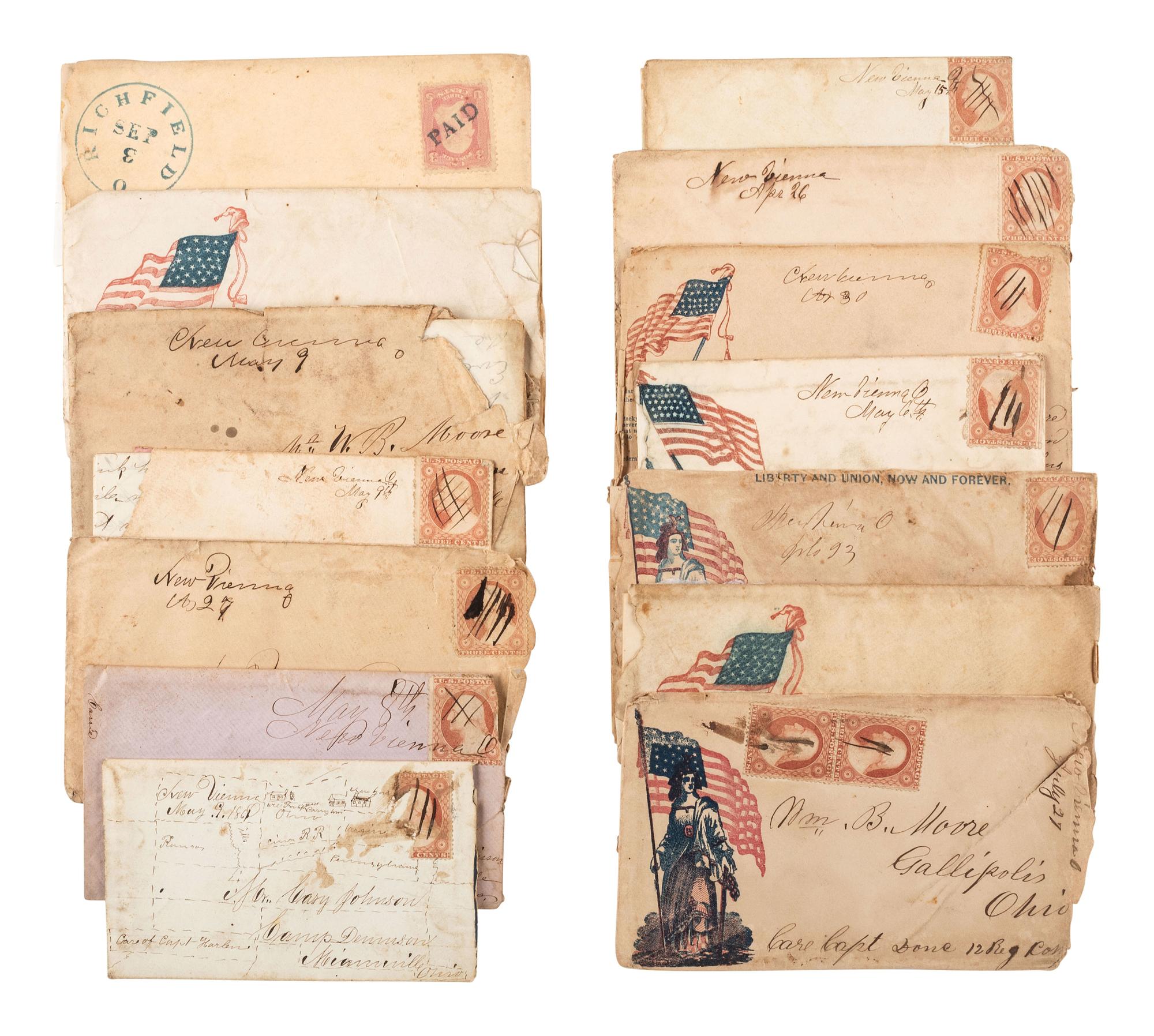 [CIVIL WAR]. Moore family letter archive related to the establishment of Camp Dennison, Ohio, and Private William B. Moore, 12th Ohio Volunteer Infantry.