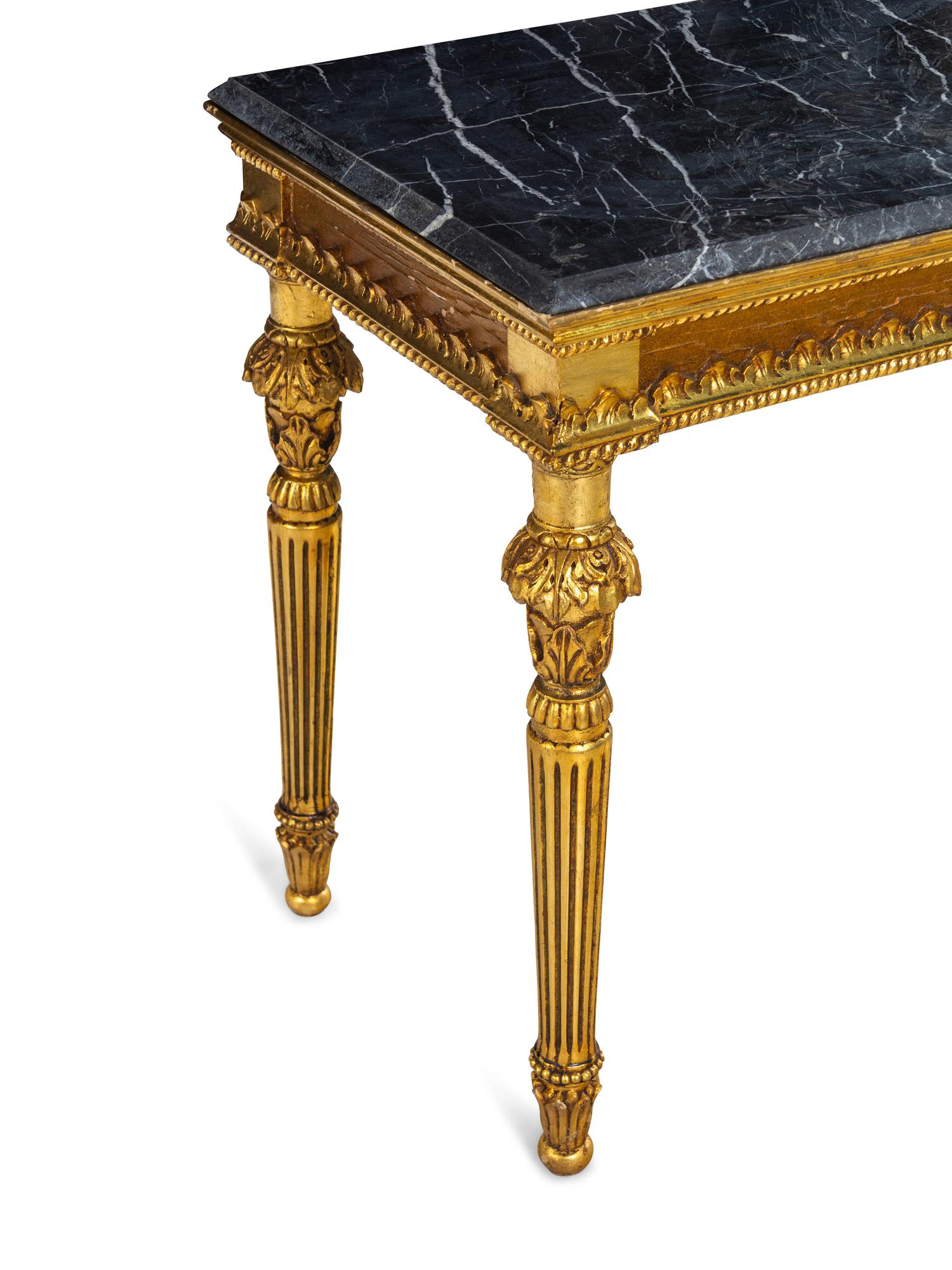 A Louis XVI Style Giltwood Marble-Top Console Table