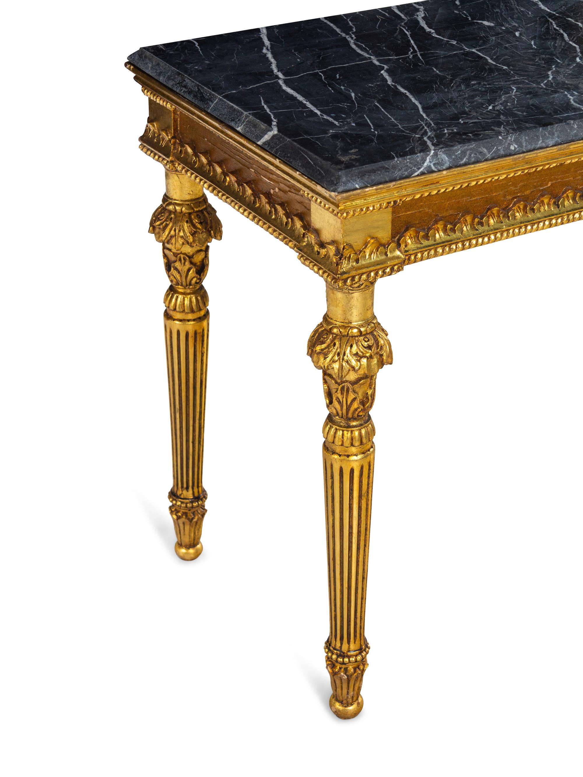 A Louis XVI Style Giltwood Marble-Top Console Table