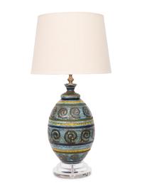 Large Earthenware Lamp on Lucite Stand