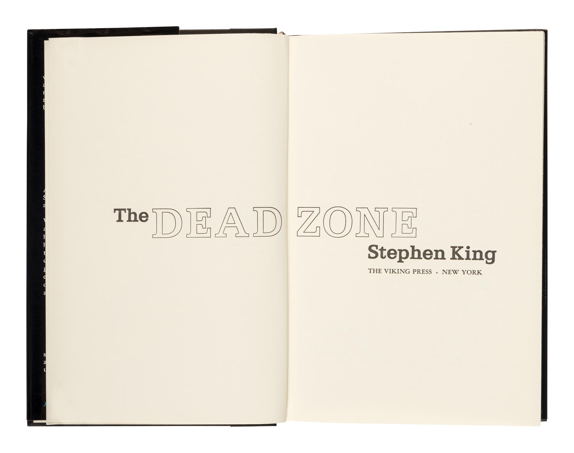 KING, Stephen (b. 1947). The Dead Zone . New York: The Viking Press, [1979].