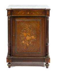 A Napoleon III Marquetry Console Cabinet, Height 42 1/2 x width 30 x depth 15 1/2 inches.