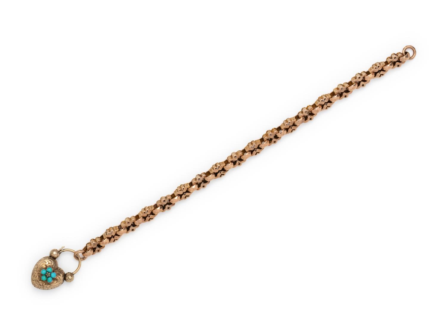 VICTORIAN, BICOLOR GOLD HEART BRACELET