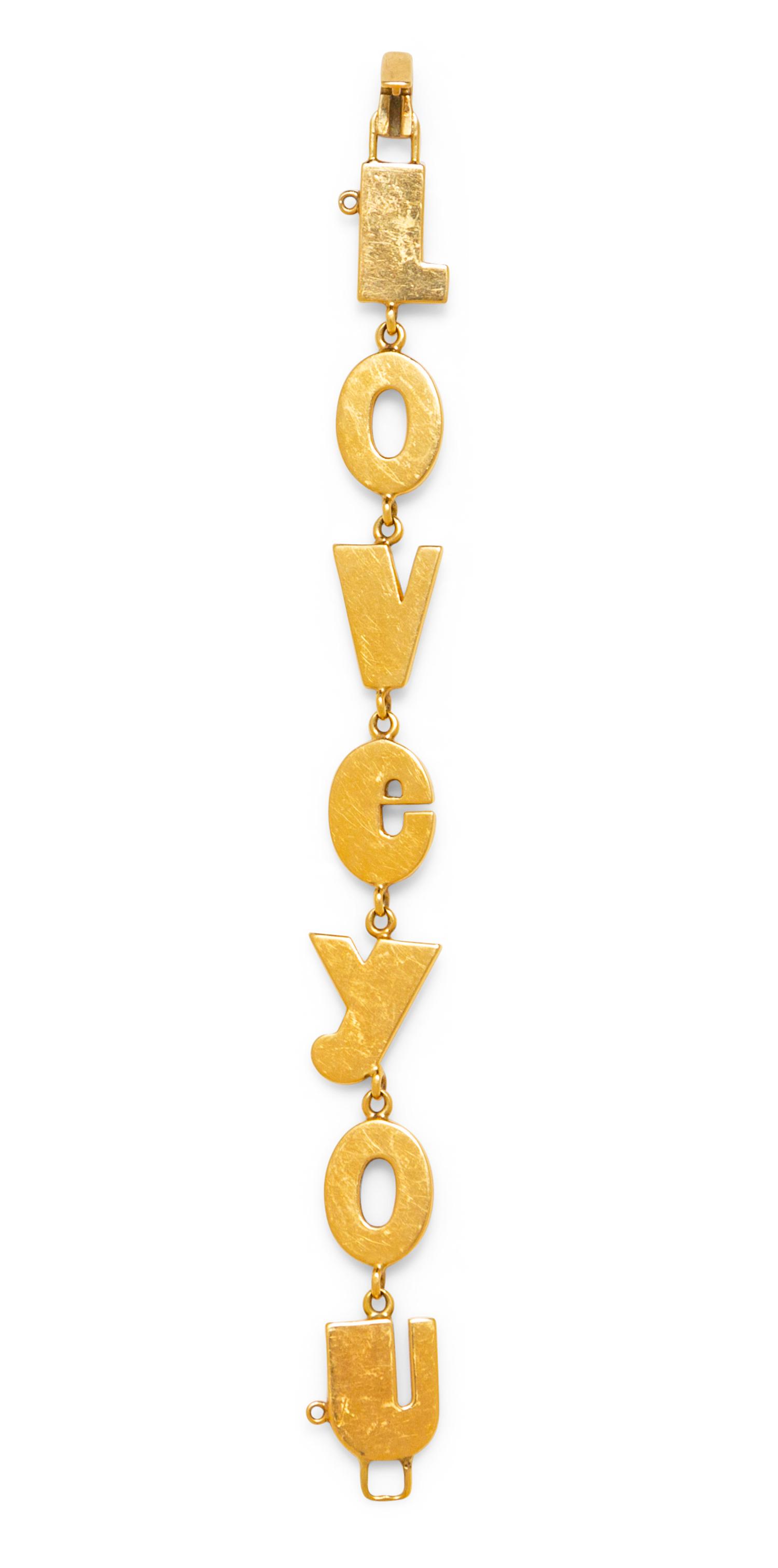 A Vintage 14 Karat Yellow Gold 'Love You' Bracelet,