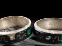 Pair of Matchinf Sterling Silver Bangle Bracelets, with Cosmic Inlay