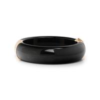 YELLOW GOLD AND BLACK JADE BANGLE BRACELET