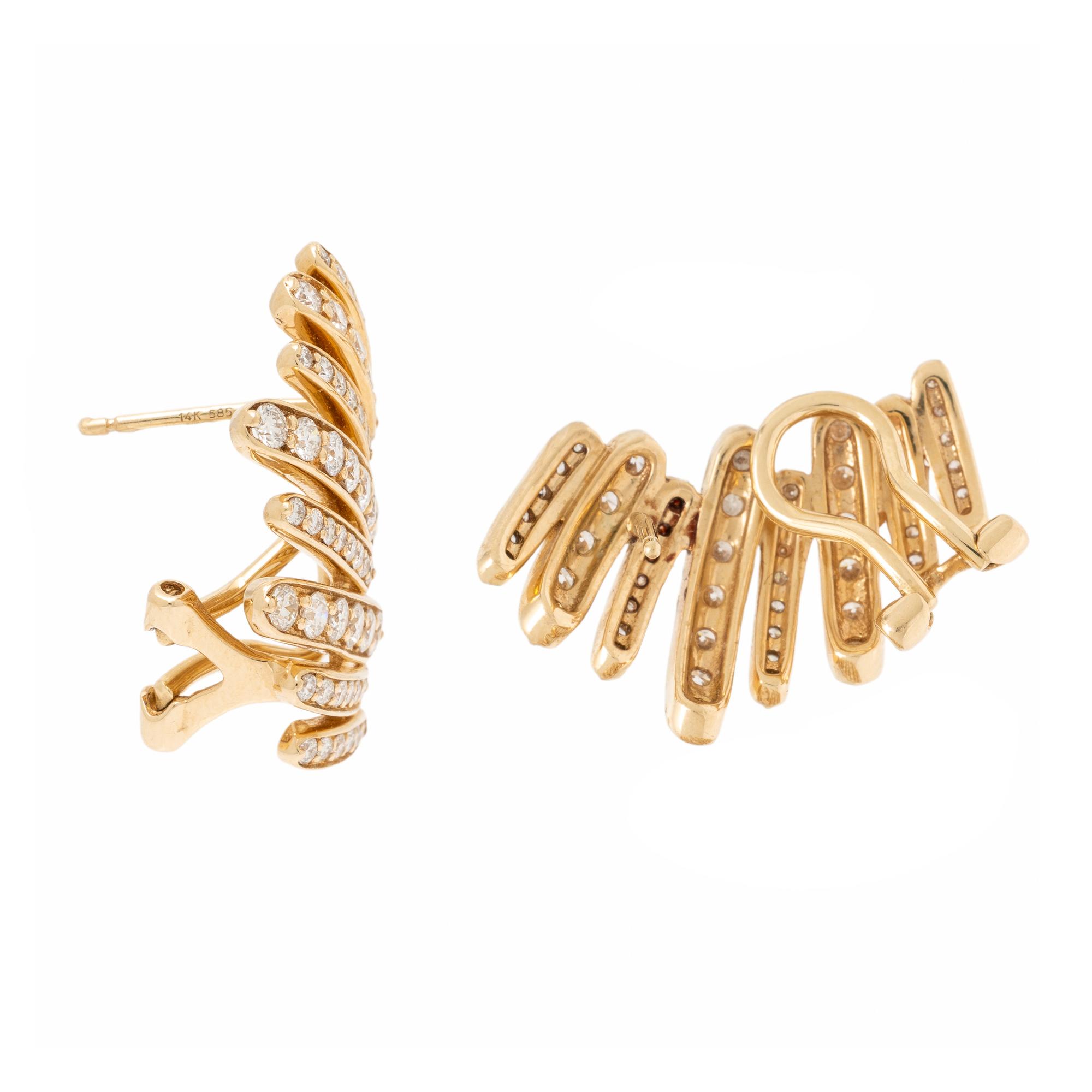 Yellow Gold and Diamond Earrings