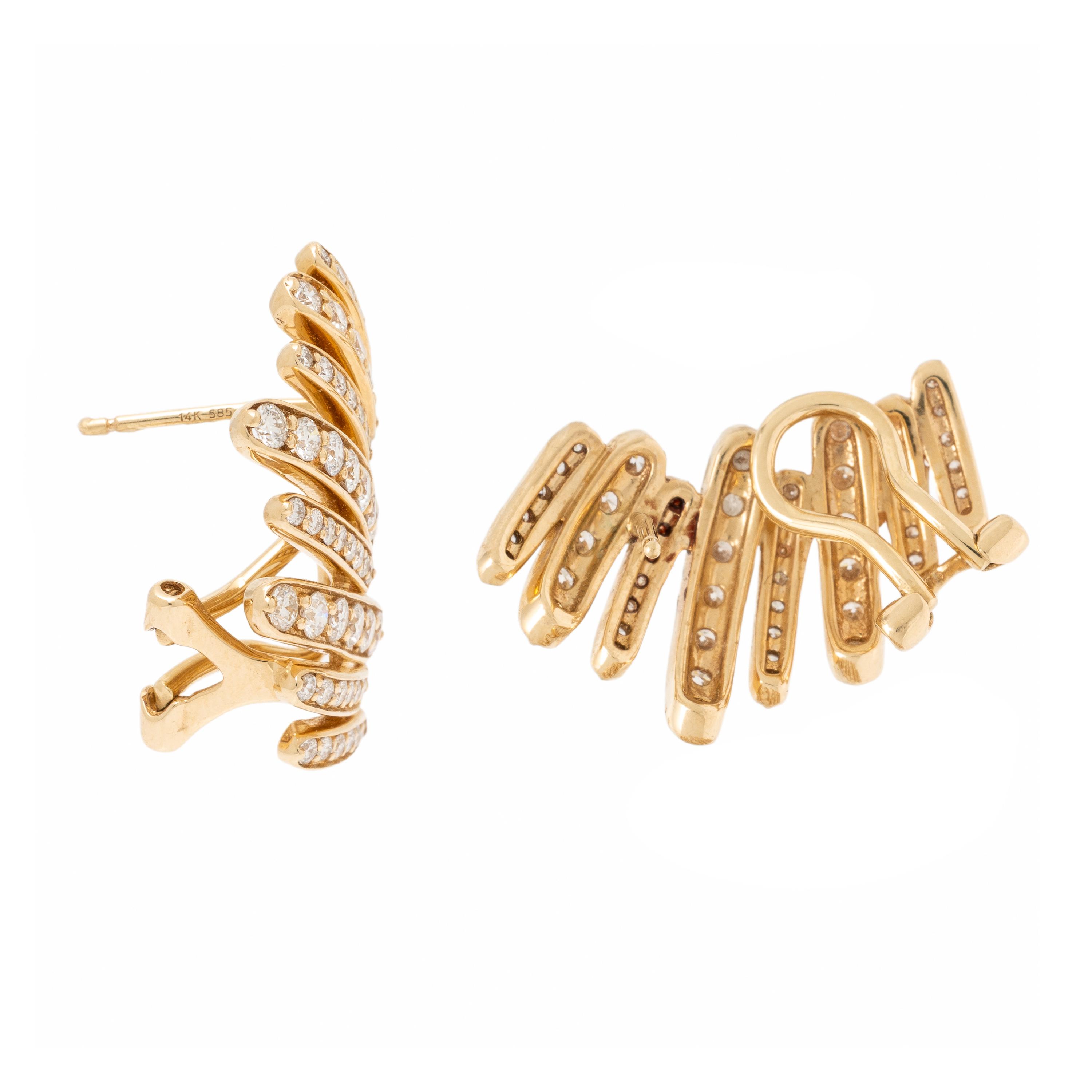 Yellow Gold and Diamond Earrings