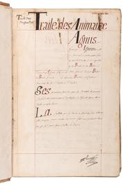[REMEDIES -- MANUSCRIPT]. Spine title: "Traite des Animaux." France, ca 18th-century.