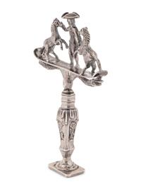 A Dutch Silver Figural Concealed Corkscrew Desk Seal
