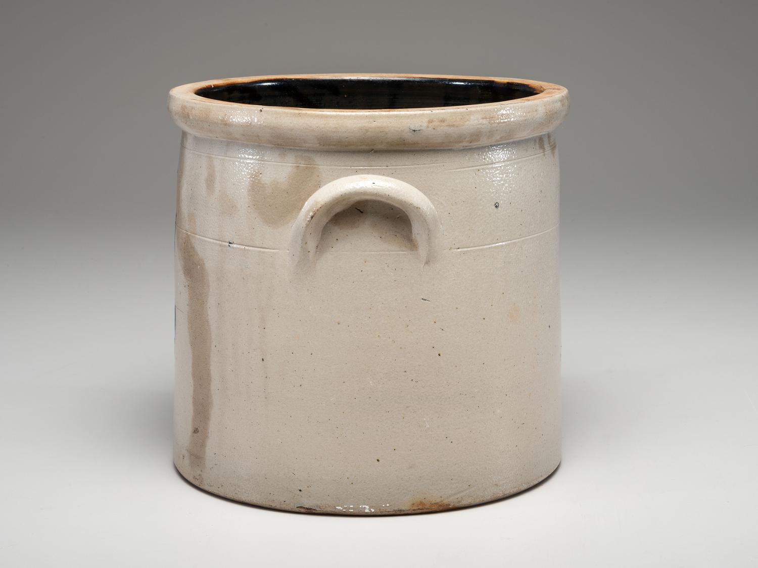 A Haxtun and Co. Four-Gallon Cobalt Decorated Stoneware Crock
