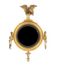 A George III Style Giltwood Bull's Eye Girandole Mirror, Height 35 x width 22 inches.