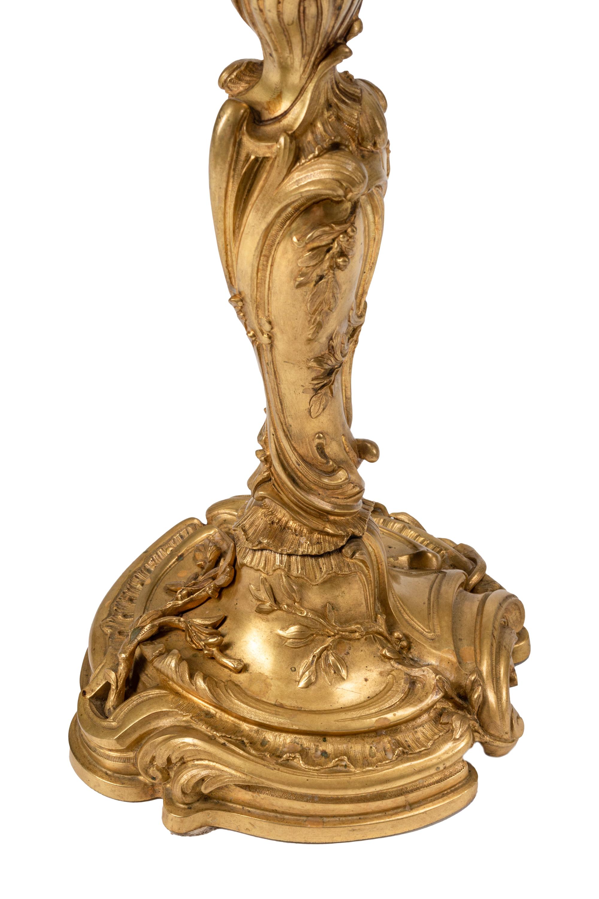 A Pair of Louis XV Style Gilt Bronze Candelabra